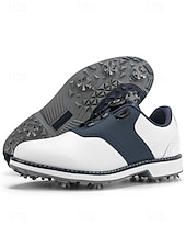 baratos Sapatos de Golfe Masculinos-Sapatos de golfe masculinos brancos, construção leve e respirável, sola com aderência estável, estilo esportivo e elegante para campos de golfe e atividades ao ar livre.