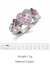ieftine Ziua Îndrăgostiților-Inel de damă în formă de inimă cu piatră prețioasă roz – material din aliaj, pietre roz și transparente, design elegant – perfect pentru nunți și Ziua Îndrăgostiților