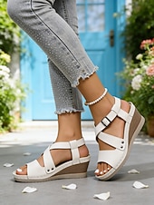 billige Kilesandaler-damerosa kilehælsandaler – justerbar stropp, støttende platåsko for turgåing, hageturer, reiser og daglig bruk