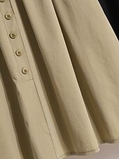 olcso Laza szoknyák-Női Divat Alkalmi Midi Magas derék Szoknyák Sima Zseb Nyúlós Napi Utca Fekete Khakizöld Tavasz Poliészter