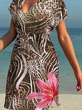 Χαμηλού Κόστους Ολόσωμα μαγιό-Γυναικεία Μαγιό Ενα κομμάτι Μαγιό Μονοκίνι Μαγιό Έλεγχος κοιλιάς Ψηλή Μέση Λεπτό Εξώπλατο Διακοπές Ρούχα παραλίας Φλοράλ Λεοπάρ Λαιμόκοψη V Αμάνικο Κοντομάνικο Μαγιό