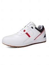 cheap Women's Golf Shoes-Women's Classic White / Yellow Lace-up Golf Shoes – Non-Slip Shock-Absorbing Athletic Sneakers for Lady Golf Players, Course Training, Weekend Matches, Country Club Style &amp; Outdoor Walking