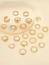 levne Dámské prsteny-Sada dámských prstenů v bohémském stylu – slitina zlata a stříbra, různé designy, ideální pro běžné nošení i slavnostní příležitosti, moderní a jedinečné doplňky
