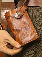 economico Portafogli-Portafoglio lungo da uomo in vera pelle, porta carte bifold vintage di grande capacità, stile retrò multicolore, design sottile e portatile per uso quotidiano, viaggi, lavoro e casual