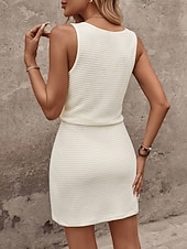 abordables Vestido Sencillo-Mujer Mini vestido Vestido tubo Vestido de verano Casual Diario Ajuste regular Plano Sin Mangas Escote en U Negro Blanco Naranja Verde Trébol Verano