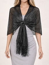 abordables Mariage ACC-Écharpe en polyester pour femme, ornée de boutons en acrylique, disponible en plusieurs couleurs, idéale pour les mariages et les soirées.