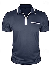 abordables Polo Clásico para Hombre-Hombre Polo de algodón Camiseta de golf Casual Vacaciones Diseño Cremallera de un cuarto Manga Corta Moda Músculo Color sólido Plano Cremallera Bolsillo Verano Primavera Primavera verano Ajuste