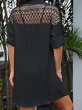 economico Abiti da spiaggia-Per donna Mini Abito Abito Bianco Abito da Spiaggia Abito nero Abito Camicia Elegante Moda Classico Quotidiano All'aperto Spiaggia Vestibilità comoda Semplice Manica Lunga Colletto a Camicia Nero