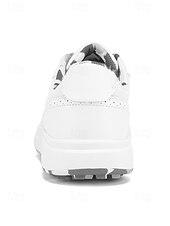 voordelige Heren Golf Schoenen-Witte golfschoenen voor heren zonder spikes, ademend bovenwerk, stabiele gripzool, minimalistische sportstijl voor golfbanen en casual gebruik.