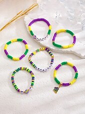 お買い得  アクセサリー-女性用アクリルブレスレットセット、マルチパターンデザイン、マルディグラテーマ、カーニバルやお祭りに最適