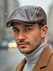 halpa Miesten hatut-Miesten keinonahkainen lippis, tyylikäs taittuva korvaläpällinen muotoilu, saatavilla useissa väreissä, täydellinen talvi- ja ulkoiluun