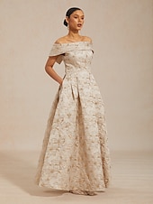  Femmes Robe maxi Robe à épaules dénudées Robe bustier Élégant Soirée Remise des Diplômes Coupe régulière Fleuri Sans manches Top épaules dénudées Champagne Été Printemps Automne