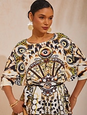 billige t-skjorter for kvinner-vintage leopardsmykker flagrende chiffontopp