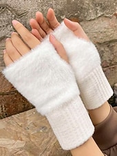 abordables Guantes de mujer-Guantes elásticos de piel sintética para mujer: disponibles en varios colores, suaves y acogedores, perfectos para el invierno y salidas informales.