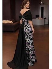  Mermaid Trumpet Floor Length Beaded Eembroidered Formal Dresses Mother of the Bride Dress Evening Gown Ball Gown with Overskirt Formal Dress Elegant Glittering Celebrity Style Sleeveless Off Shoulder