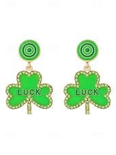 abordables Accesorios-Pendientes de trébol para mujer: aleación, varios estilos, verde, ideal para el Día de San Patricio, uso diario.