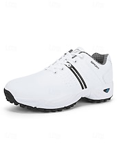 ieftine Încălțăminte de golf pentru bărbați-Pantofi de golf albi pentru bărbați, față respirabilă cu talpă amortizată, design atletic ușor, ideali pentru jucătorii de golf și terenurile de golf în aer liber
