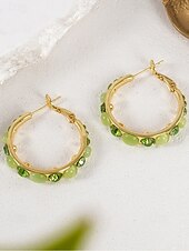 levne Dámská náušnice-Dámské kruhové náušnice s drahokamy a kamínky – více barev, materiál ze slitiny, elegantní design, ideální na dovolenou a párty