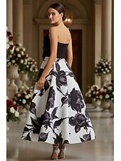 cheap Ankle Length-Ball Gown Ankle Length Party Dress Cocktail Dress Wedding Guest Dress Mother of the Bride Dress Sleeveless Strapless Elegant Formal Wedding Guest Chiffon Stretch Fabric with Bow(s)