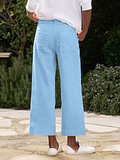 abordables Fondos-Mujer Pantalones con tacto de lino Perneras anchas Chinos Pantalones de verano Vacaciones Ropa de calle Básico Hasta el Tobillo Media cintura Plano Bolsillo Confortable Comodidad Rígido Diario