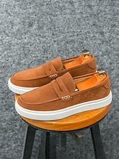baratos Mocassins-Mocassins masculinos marrons com detalhe de tira, calçados modernos e confortáveis para eventos casuais e semiformal, perfeitos para o escritório, uso informal, passeios de fim de semana e casamentos.