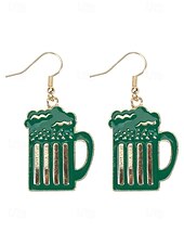 billiga Tillbehör-Damörhängen i legering med hängen till fest, St. Patrick's Day-motiv, flermönster med shamrock och pyssling, roliga festliga irländska smycken för högtidsfester, parader och festkläder