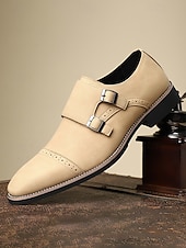 baratos Sapatos de monge-Homens Clássico Casual Formais Casamento Pele PU Confortável Antiderrapante Fivela Preto Verão Primavera Outono
