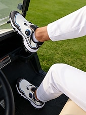 cheap Men's Golf Shoes-Men's Red and White Golf Shoes with Shock Absorption, Comfortable Footwear for Golf &amp; Active Lifestyles