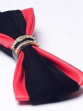 abordables Boda ACC-Pajarita de piel sintética para hombre: pajarita formal multicolor con detalle de diamantes de imitación, correa de cuello ajustable, estilo clásico y moderno para novios, bodas, San Valentín, fiestas y eventos formales.