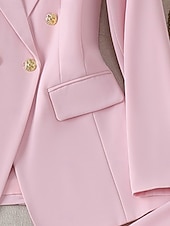 abordables Blazers et Costumes-Femmes Blazer Veste Décontractée Confortable Boutons Élégant Mode Occasionnel Couleur Unie Formel Tenue quotidienne Sortir Week-end Long Revers Cranté Coupe régulière manche longue Vêtements