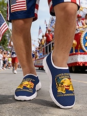  250-летний юбилей США Мужские патриотические графические кроссовки - легкие дышащие повседневные слип-оны обувь с принтом американского флага для парадов путешествий уличной моды и повседневной носки
