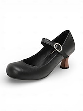 voordelige Mother of Bride/Groom-Women's White Mary Jane Wedding Shoes - Elegant Retro Mid-Heel Pumps with Scalloped Straps &amp; Comfortable Block Heel for Mother of the Bride, Indoor Church Ceremonies &amp; Formal Receptions