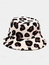 levne Dámské klobouky-Dámská čepice s leopardím potiskem a umělou kožešinou – více barev, polyesterový materiál, moderní a pohodlná na běžné nošení i do zimy