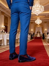 abordables Mocasines-Mocasines de terciopelo azul marino para hombre: zapatos sin cordones modernos y cómodos para bodas y fiestas.