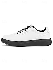 voordelige Heren Golf Schoenen-Witte golfschoenen voor heren zonder spikes, ademend bovenwerk, stabiele gripzool, minimalistische sportstijl voor golfbanen en casual gebruik.
