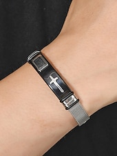 halpa Miesten korut-Miesten ruostumattomasta teräksestä valmistettu ristirannekoru – useita värivaihtoehtoja, kestävä ja tyylikäs, täydellinen rentoon ja arkeen