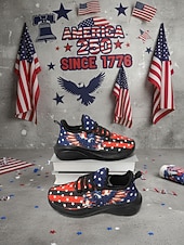 ieftine Pantofi de damă-Statele Unite 250 de ani Aniversarea Pantofilor sport negri pentru femei cu imprimeu steagul SUA cu design cu vultur încălțăminte patriotică pentru Ziua Independenței parade festivaluri alergat și
