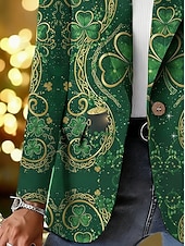 billige Blazere og dresser-Dame Blazer Bekvem Pustende Lomme Knapper Trykt mønster Daglig Fritid Avslappet Fest Saint Patricks dag Enkeltkneppet Normal Hakkjakkeslag Normal Langermet Yttertøy Grønn Vår Høst