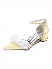 abordables novia-Women's Ivory Pearl Embellished Ankle Strap Heels, Elegant Pointed-Toe Bridal Shoes for Modern City Wedding
