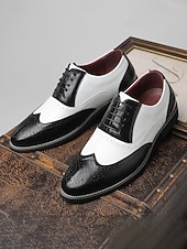 Χαμηλού Κόστους Παπούτσια Oxford-Κλασικά ασπρόμαυρα ανδρικά oxfords – κομψά δερμάτινα παπούτσια για γάμους και επίσημες συγκεντρώσεις