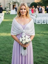 abordables Mariage ACC-Écharpe en polyester pour femme, ornée de boutons en acrylique, disponible en plusieurs couleurs, idéale pour les mariages et les soirées.