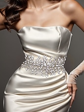 economico Matrimonio ACC-Cintura da donna con zirconi e cristalli in poliestere – vari colori, design elegante – perfetta per matrimoni ed eventi serali