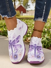 olcso Női tornacipők-női élénk színű, pillangómintás, bebújós tornacipő légpárnával - lélegző kötött sétacipő könnyű testmozgáshoz és hétköznapi kirándulásokhoz