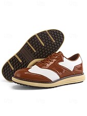 voordelige Heren Golf Schoenen-Rode en witte golfschoenen voor heren, ademend bovenwerk met gripvaste buitenzool, lichtgewicht en comfortabel, ideaal voor golfers en buitensporters.