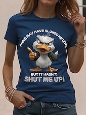 preiswerte Humor &amp; Zitate T-Shirt-Damen T Shirt Patchwork Druck Katze Buchstabe Lustiger Slang Basic Kurzarm Rundhals Normale Oberteile Täglich Blau Marineblau Sommer Frühling Herbst Winter I'm Fine Everything Is Fine