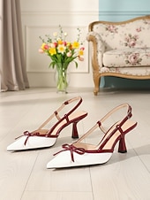 preiswerte Retro-Stil der 1950er Jahre-Rote und schwarze Vintage-Slingback-Pumps im Stil der 1950er-Jahre mit Schleife – elegante Retro-Pumps mit spitzer Zehenpartie und mittelhohem Absatz für romantische Dates, Valentinstag, Hochzeiten