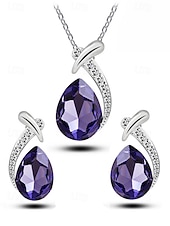 Недорогие Свадьба ACC-Женский ювелирный набор из сплава и циркона – элегантное колье и серьги в форме капли, доступны в нескольких цветах, идеально подходят для свадеб и вечерних мероприятий.