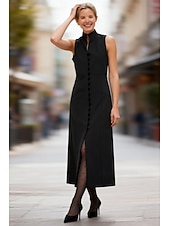 preiswerte Schlauch-Abendkleider-Schlauchkleid Knöchellänge Tee-Länge Abendkleid Ballkleid Festliche Kleidung Elegant Ärmellos Königin Anne Formell Hochzeitsgast Stretchstoff mit Knöpfe Schlitz Einfarbig