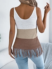 זול מיכל פשוט-בגדי ריקוד נשים טופים מארג מפוצלים עליונית טנק טופ טי ניטים קולור בלוק אופנתי מסוגנן קלסי ללא שרוולים צווארון V חולצות רגילות יומי ליציאה סוף שבוע פול כתום חאקי קיץ אביב