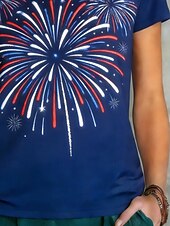  Giorno dell'Indipendenza Americana Per donna Maglietta Stampato Grafico Elegante Classico Casual Manica Corta Girocollo Top Regolari Quotidiano Sportivo Uscire Blu Rosso Estate Primavera